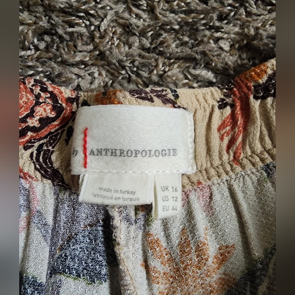 Anthropologie Smocked Balloon-Leg Bird Floral Print Pants Sz 12 - Picture 3 of 9